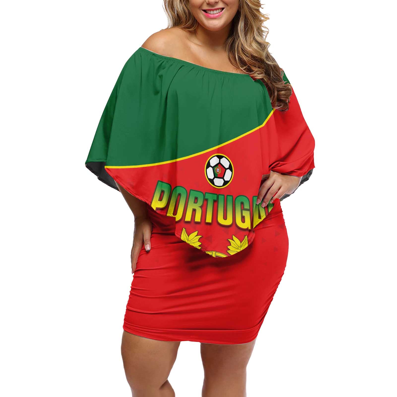 Custom Portugal 2024 Football Off Shoulder Short Dress Go Champions A Selecao das Quinas LT05 - Wonder Print Shop