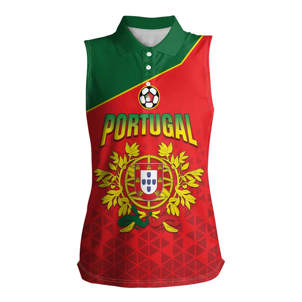 Custom Portugal 2024 Football Women Sleeveless Polo Shirt Go Champions A Selecao das Quinas LT05 - Wonder Print Shop