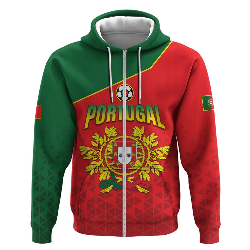 Custom Portugal 2024 Football Zip Hoodie Go Champions A Selecao das Quinas LT05 - Wonder Print Shop