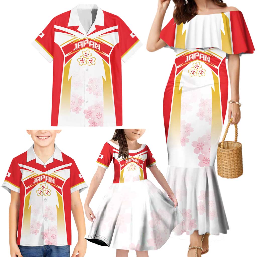 Custom Japan Rugby 2024 Family Matching Mermaid Dress and Hawaiian Shirt Go Cherry Blossoms LT05 - Wonder Print Shop