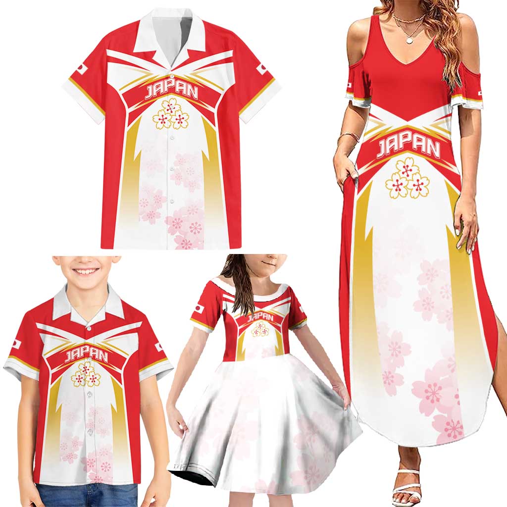 Custom Japan Rugby 2024 Family Matching Summer Maxi Dress and Hawaiian Shirt Go Cherry Blossoms LT05 - Wonder Print Shop