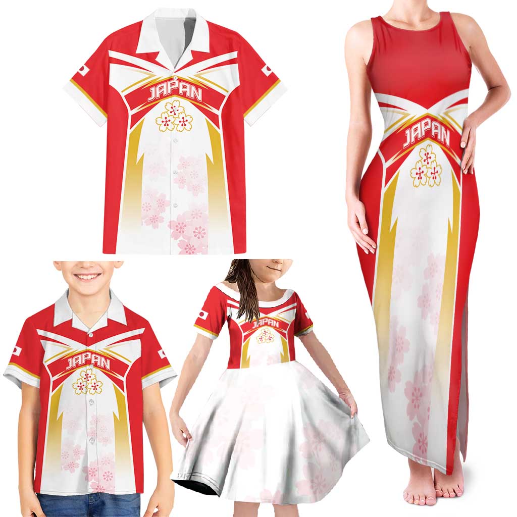 Custom Japan Rugby 2024 Family Matching Tank Maxi Dress and Hawaiian Shirt Go Cherry Blossoms LT05 - Wonder Print Shop