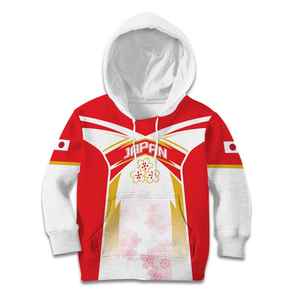 Custom Japan Rugby 2024 Kid Hoodie Go Cherry Blossoms LT05 - Wonder Print Shop