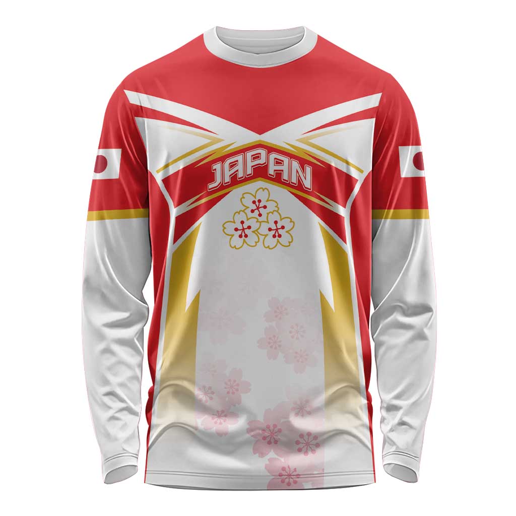 Custom Japan Rugby 2024 Long Sleeve Shirt Go Cherry Blossoms LT05 - Wonder Print Shop