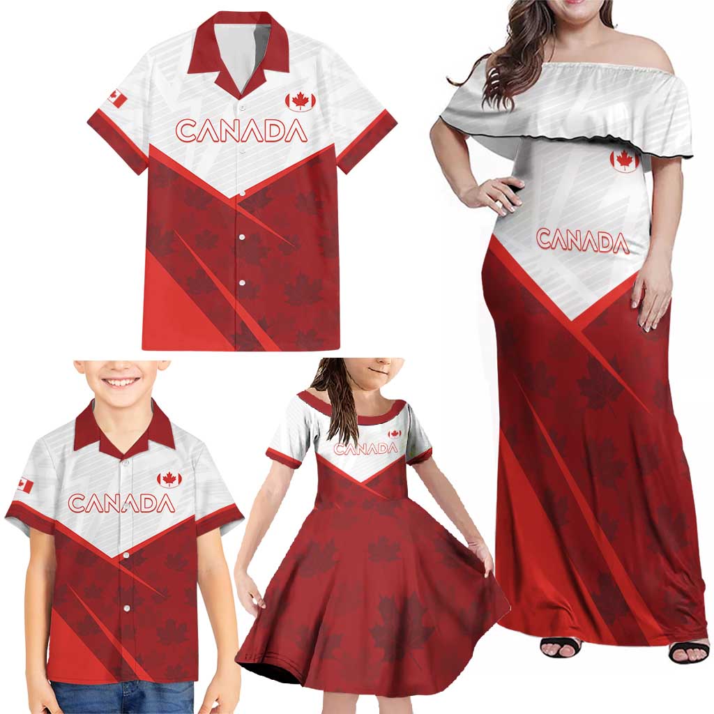 Custom Canada Rugby 2024 Family Matching Off Shoulder Maxi Dress and Hawaiian Shirt Go Canada Simple Style LT05 - Wonder Print Shop