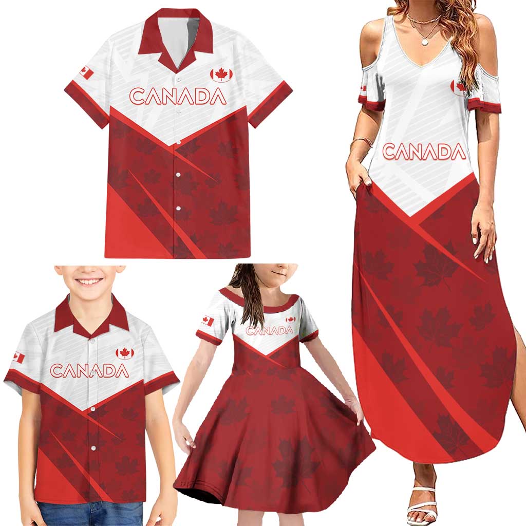 Custom Canada Rugby 2024 Family Matching Summer Maxi Dress and Hawaiian Shirt Go Canada Simple Style LT05 - Wonder Print Shop