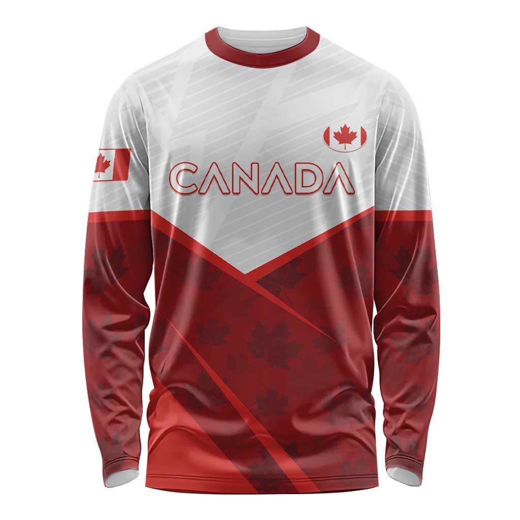 Custom Canada Rugby 2024 Long Sleeve Shirt Go Canada Simple Style LT05 - Wonder Print Shop