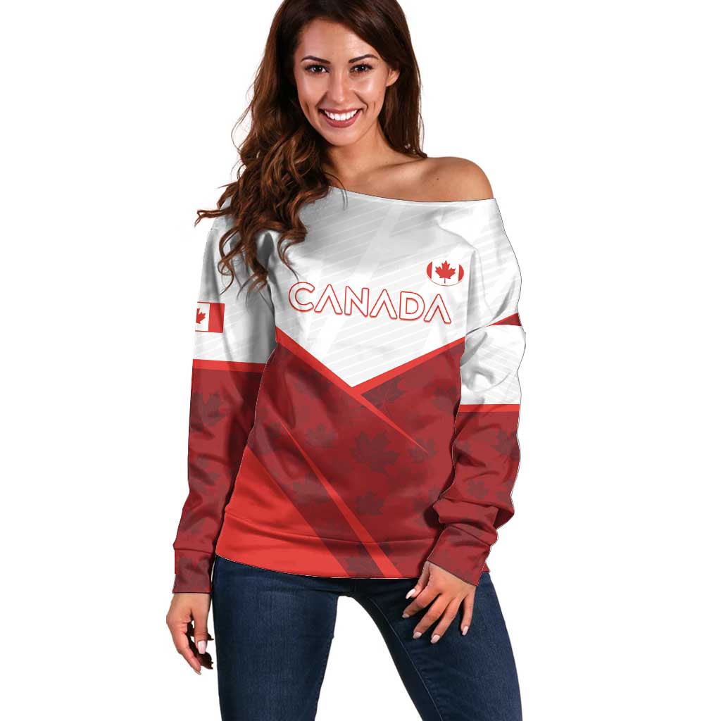 Custom Canada Rugby 2024 Off Shoulder Sweater Go Canada Simple Style LT05 - Wonder Print Shop