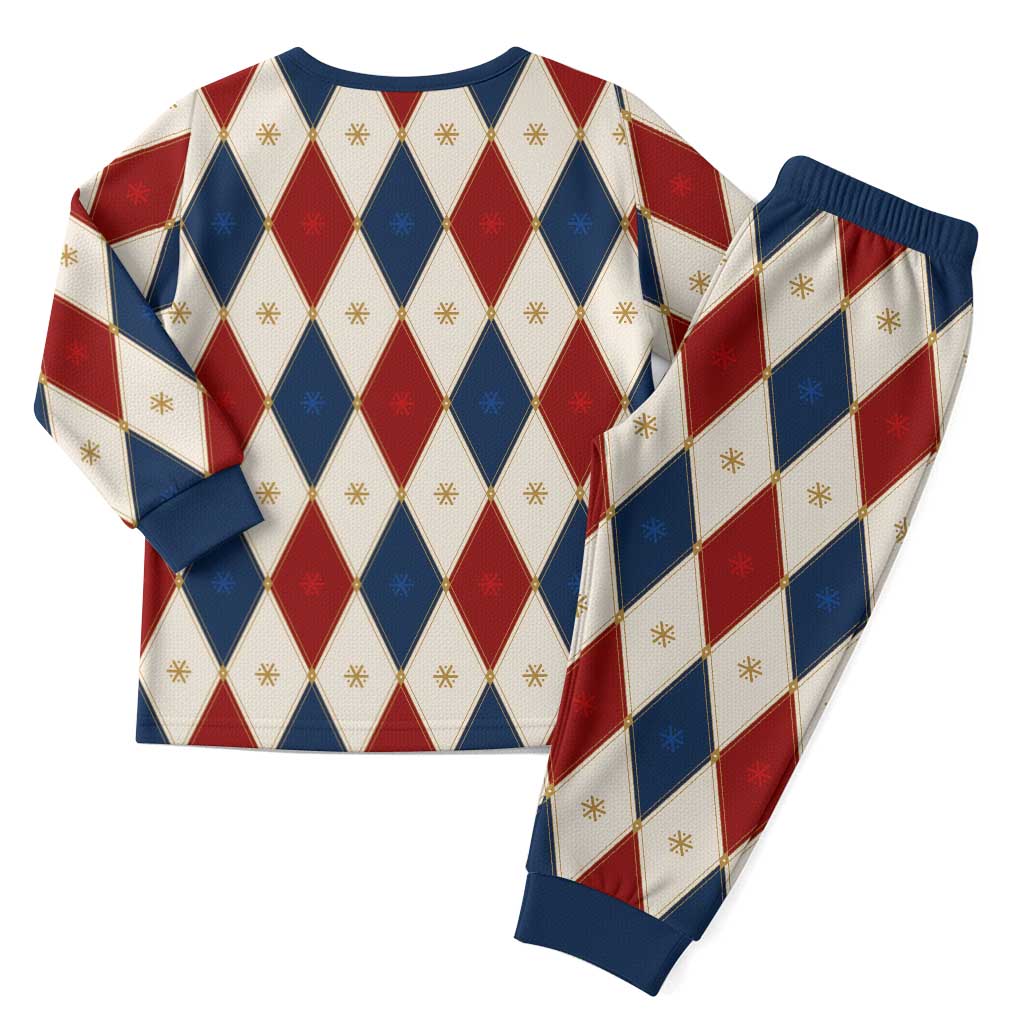 Blue And Red Christmas Argyle Pattern Christmas Pajama Set - Wonder Print Shop