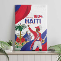 Haiti independence canvas wall art with 1804 HAITI text, runner figure and palm tree