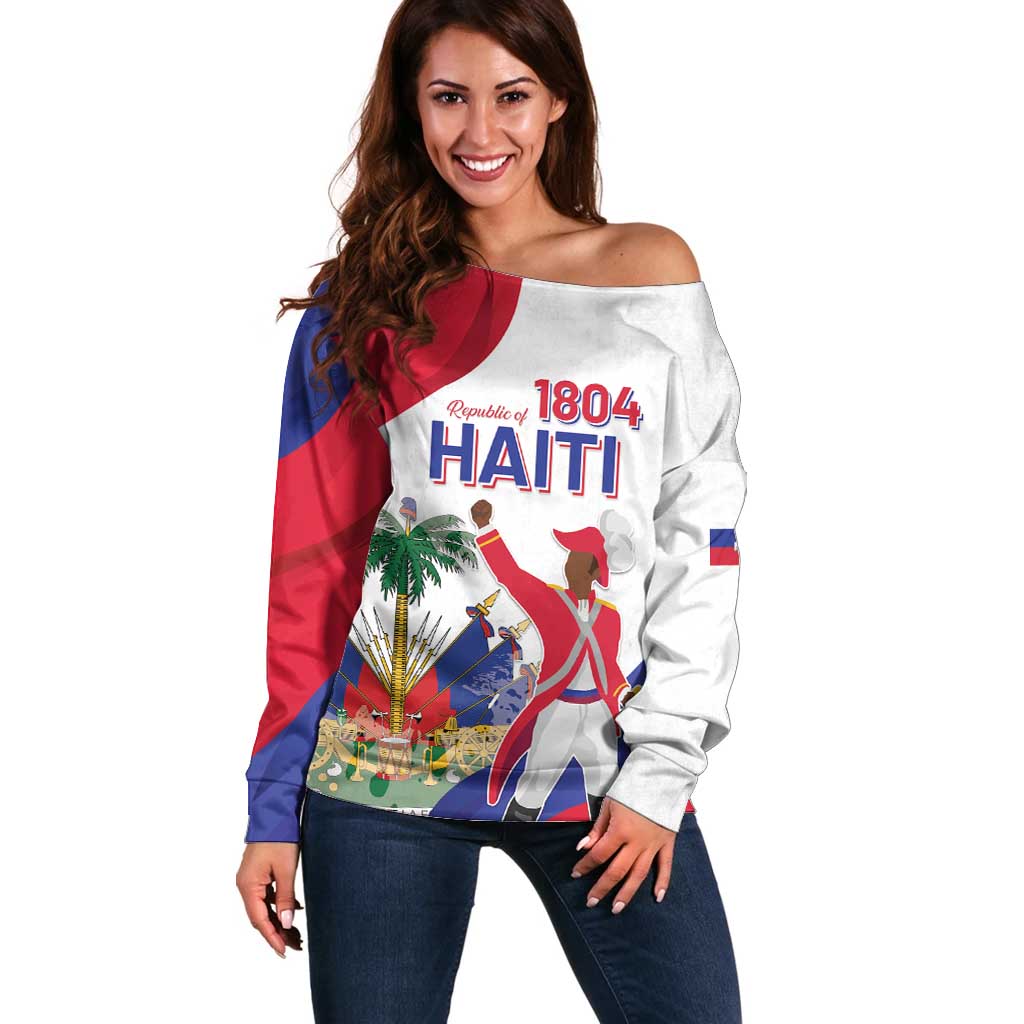 Personalised Haiti 221st Anniversary Independence Day Off Shoulder Sweater