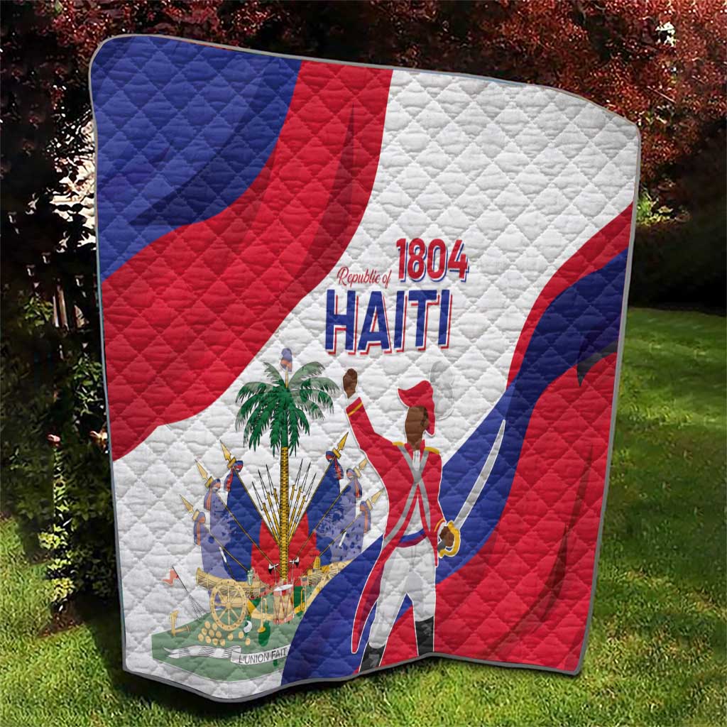Haiti independence quilt blanket with red, white, and blue flag graphic and "1804 HAITI"