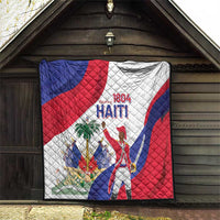 Haiti independence quilt hanging display with red white and blue flag design and "1804 HAITI"