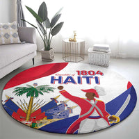 Haiti patriotic round carpet with 1804 Haiti text and illustrated figures