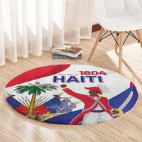 Haiti patriotic round carpet with Republic of 1804 Haiti lettering and flag graphic