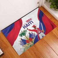 Rubber entrance doormat with flag-style artwork and a horse-and-rider figure