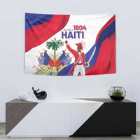 Haiti independence day tapestry with 1804 HAITI text, flag swirls, and ceremonial figures