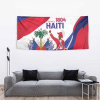 Haiti independence day tapestry with 1804 HAITI text and flag red-blue-white design