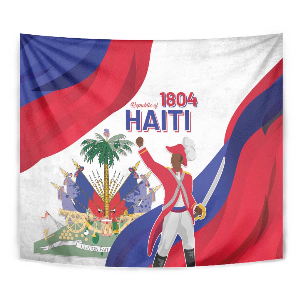 Haiti independence day wall tapestry with 1804 HAITI logo and colorful ceremonial scene