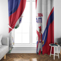 Haiti flag window curtain panel, blue red and white, gathered near the top.