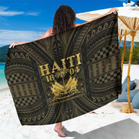 Haiti 1804 sarong wrap in dark olive with gold geometric border and central logo