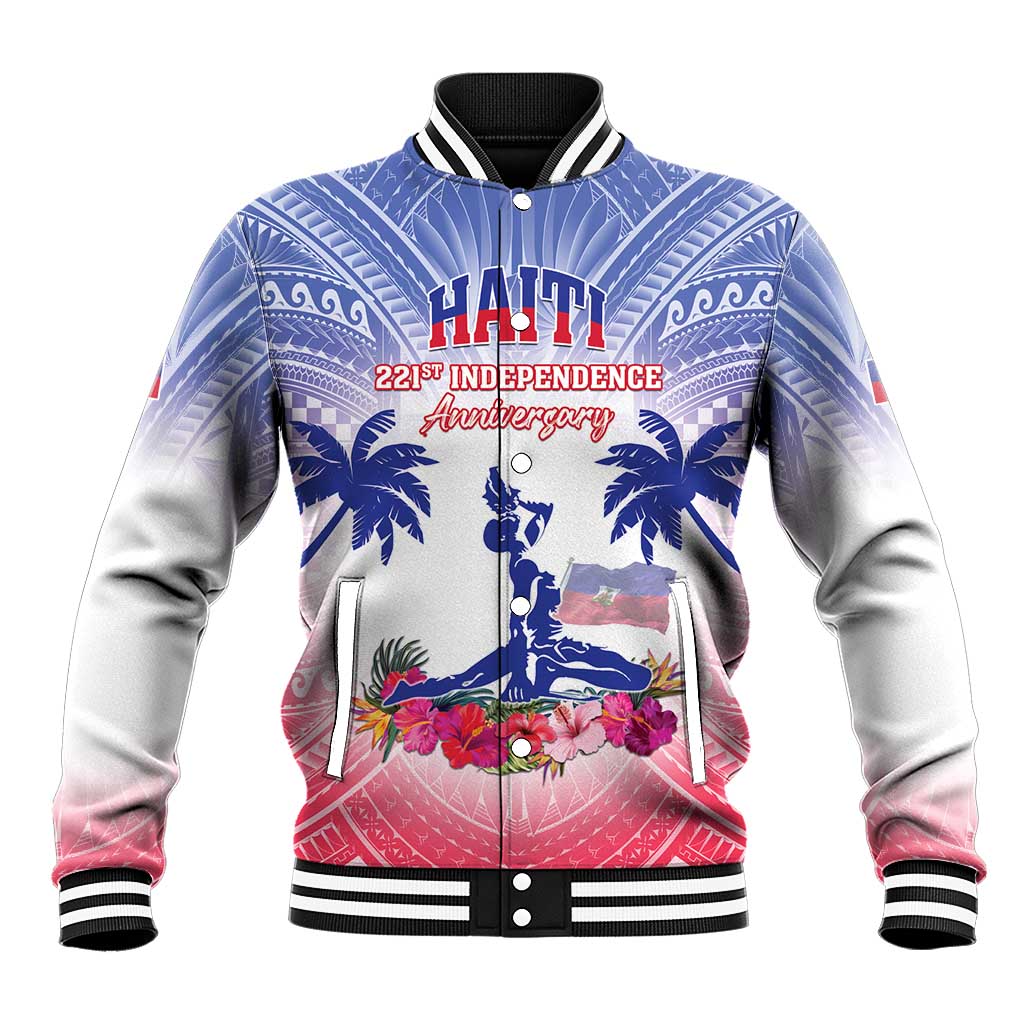 Personalised Haiti Independence Day Baseball Jacket Neg Maron Polynesian Style LT05 - Wonder Print Shop