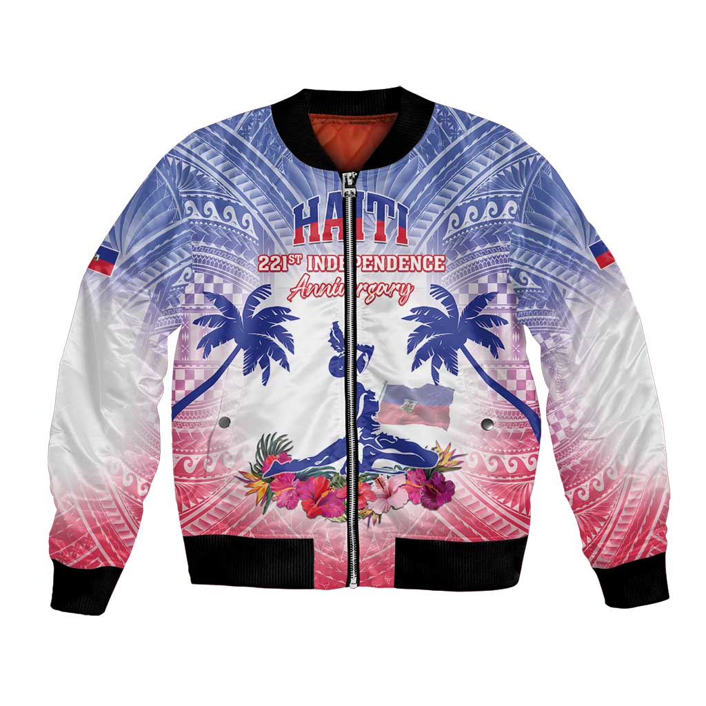 Personalised Haiti Independence Day Bomber Jacket Neg Maron Polynesian Style LT05 - Wonder Print Shop