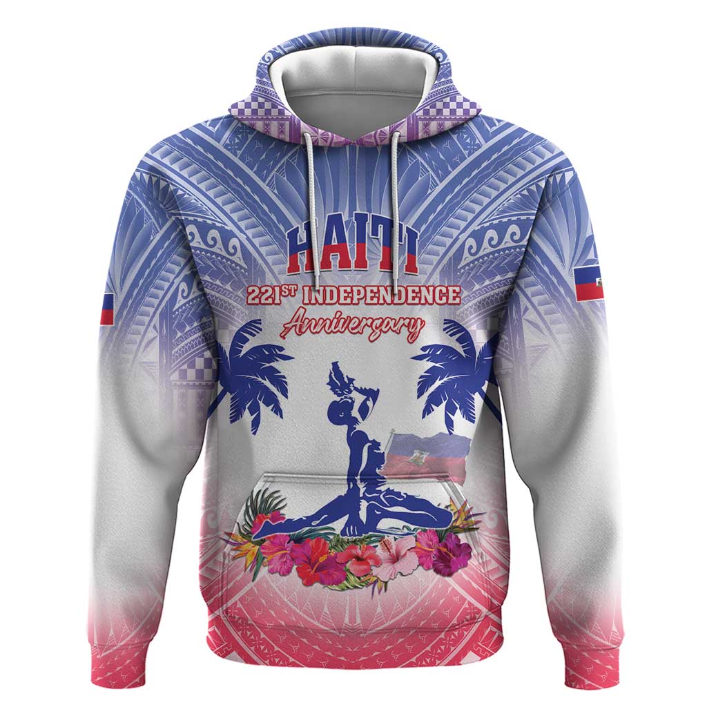 Personalised Haiti Independence Day Hoodie Neg Maron Polynesian Style LT05 - Wonder Print Shop