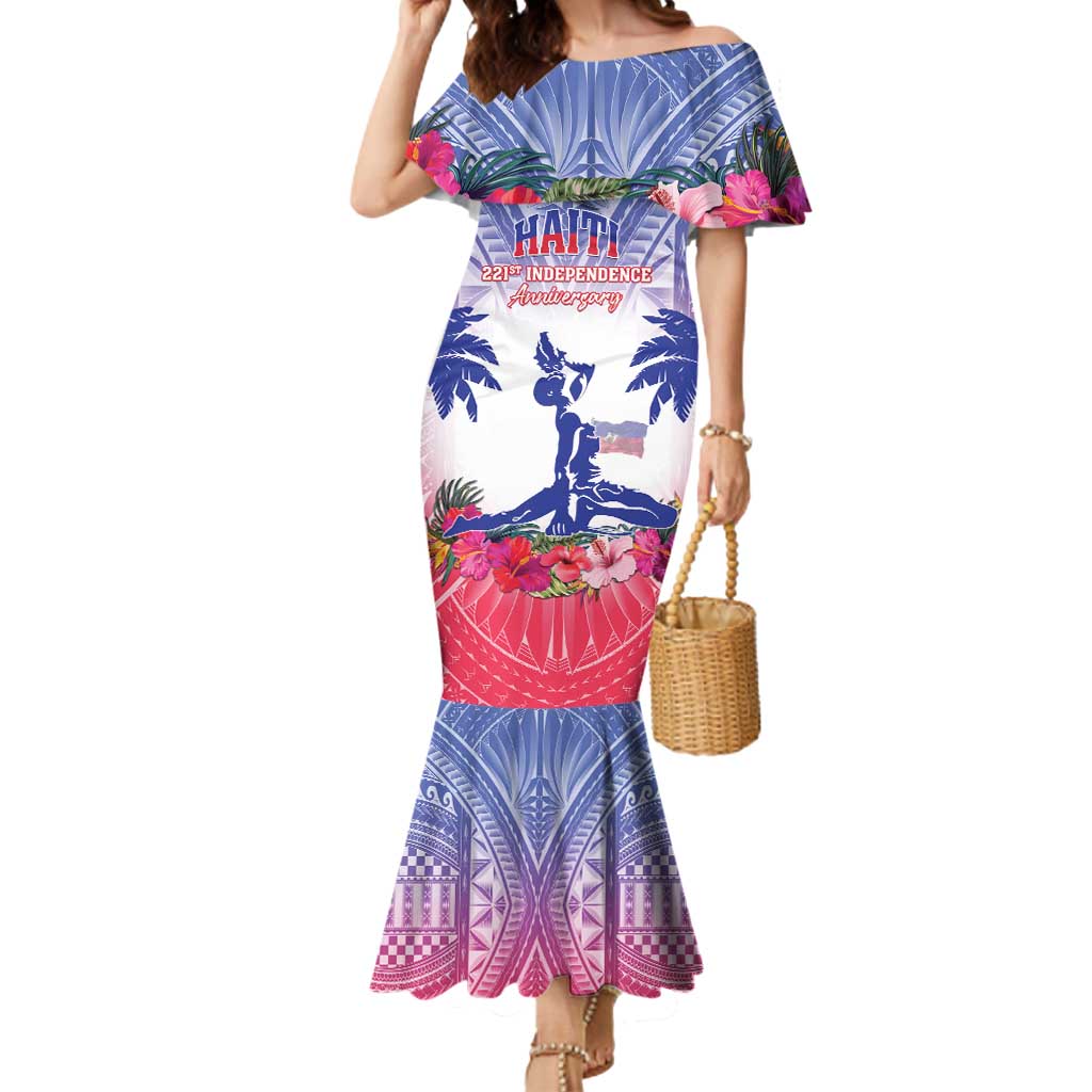 Personalised Haiti Independence Day Mermaid Dress Neg Maron Polynesian Style LT05 - Wonder Print Shop