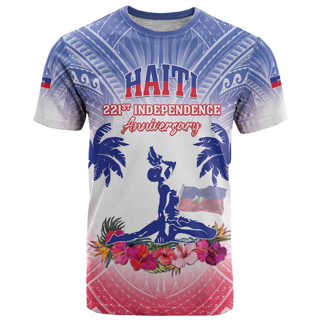 Personalised Haiti Independence Day T Shirt Neg Maron Polynesian Style LT05 - Wonder Print Shop