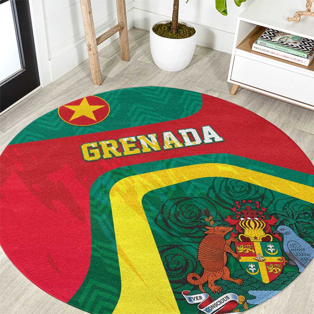 Grenada Round Carpet Coat Of Arms Unique Style