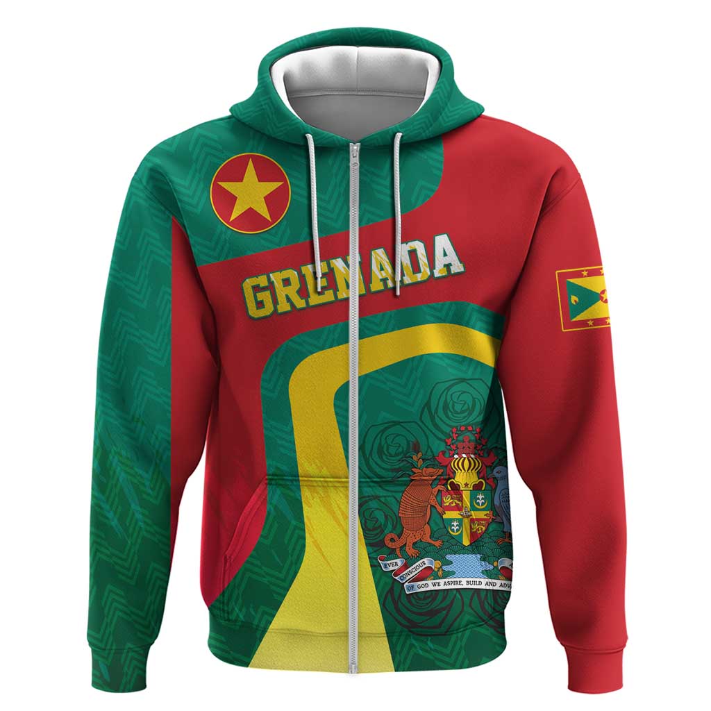 Personalised Grenada Zip Hoodie Coat Of Arms Unique Style