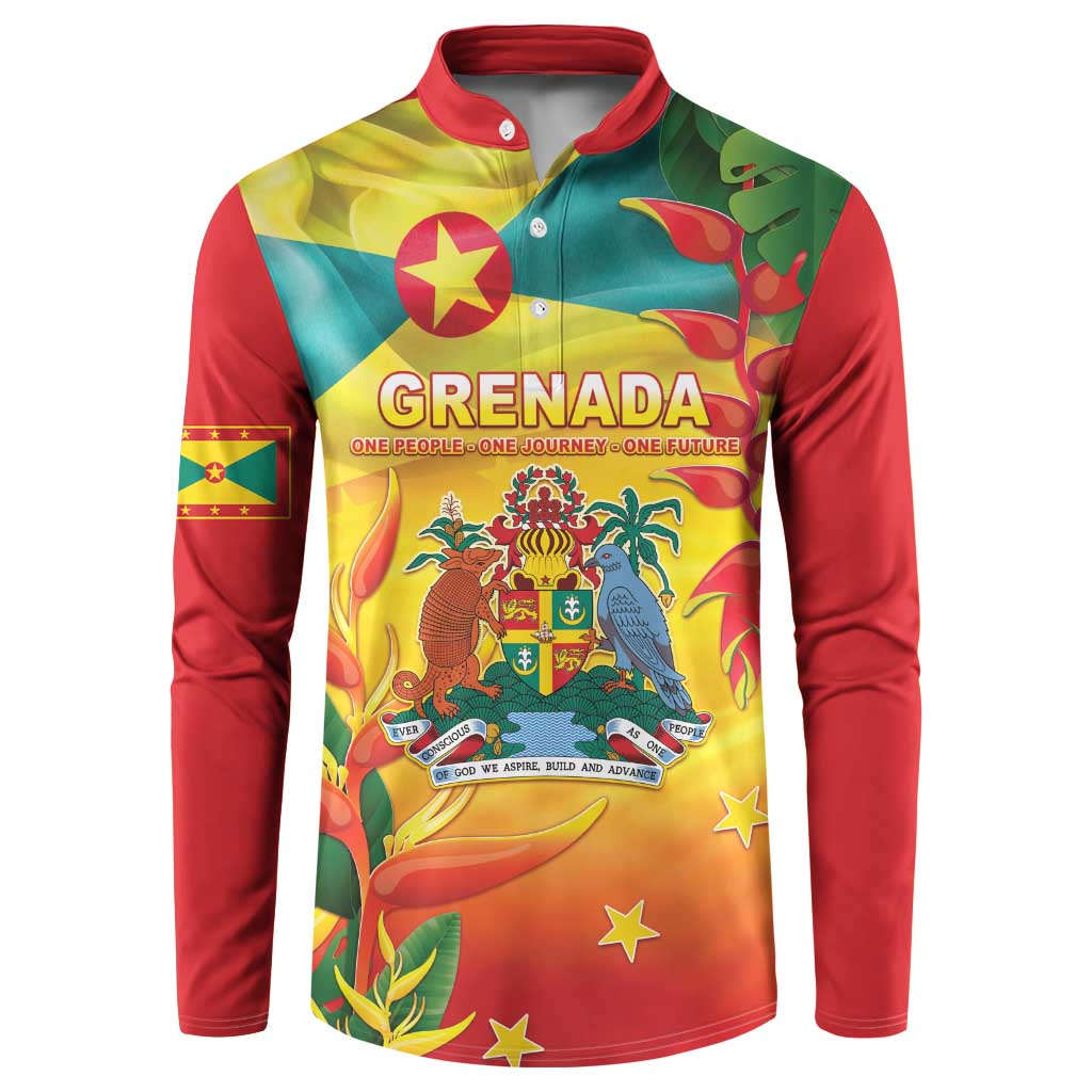 Grenada Button Sweatshirt Gwenad Flag With Heliconia Lobster Claws