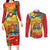 Grenada Couples Matching Long Sleeve Bodycon Dress and Long Sleeve Button Shirt Gwenad Flag With Heliconia Lobster Claws