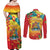 Grenada Couples Matching Off Shoulder Maxi Dress and Long Sleeve Button Shirt Gwenad Flag With Heliconia Lobster Claws