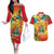 Grenada Couples Matching Off The Shoulder Long Sleeve Dress and Hawaiian Shirt Gwenad Flag With Heliconia Lobster Claws