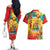 Grenada Couples Matching Off The Shoulder Long Sleeve Dress and Hawaiian Shirt Gwenad Flag With Heliconia Lobster Claws