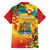 Grenada Family Matching Off The Shoulder Long Sleeve Dress and Hawaiian Shirt Gwenad Flag With Heliconia Lobster Claws