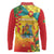 Grenada Long Sleeve Polo Shirt Gwenad Flag With Heliconia Lobster Claws