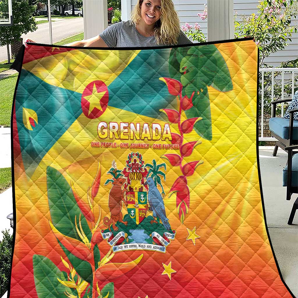 Grenada Quilt Gwenad Flag With Heliconia Lobster Claws