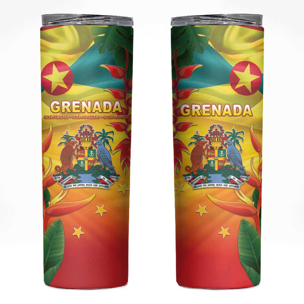 Grenada Skinny Tumbler Gwenad Flag With Heliconia Lobster Claws