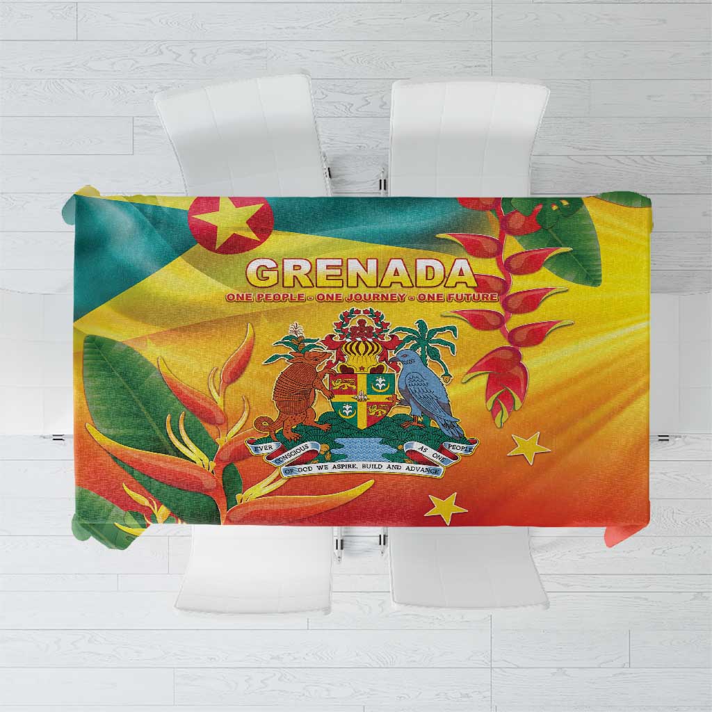 Grenada Tablecloth Gwenad Flag With Heliconia Lobster Claws