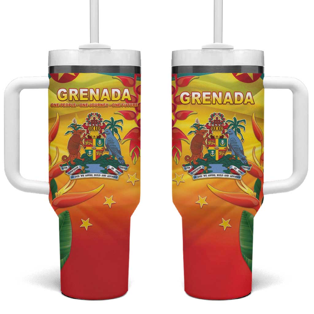 Grenada Tumbler With Handle Gwenad Flag With Heliconia Lobster Claws