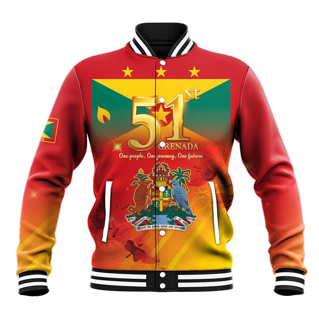 Happy 51st Independence Day Grenada Baseball Jacket One People One Journey One Future