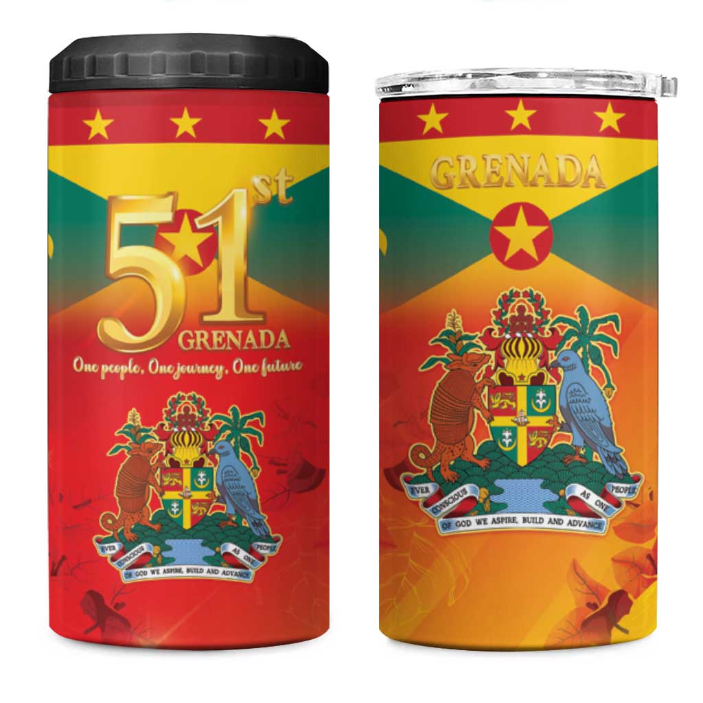 Happy 51st Independence Day Grenada 4 in 1 Can Cooler Tumbler One People One Journey One Future