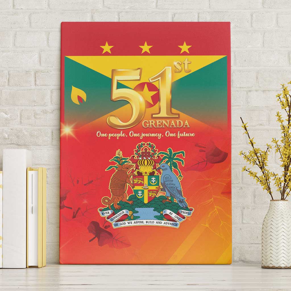 Happy 51st Independence Day Grenada Canvas Wall Art One People One Journey One Future