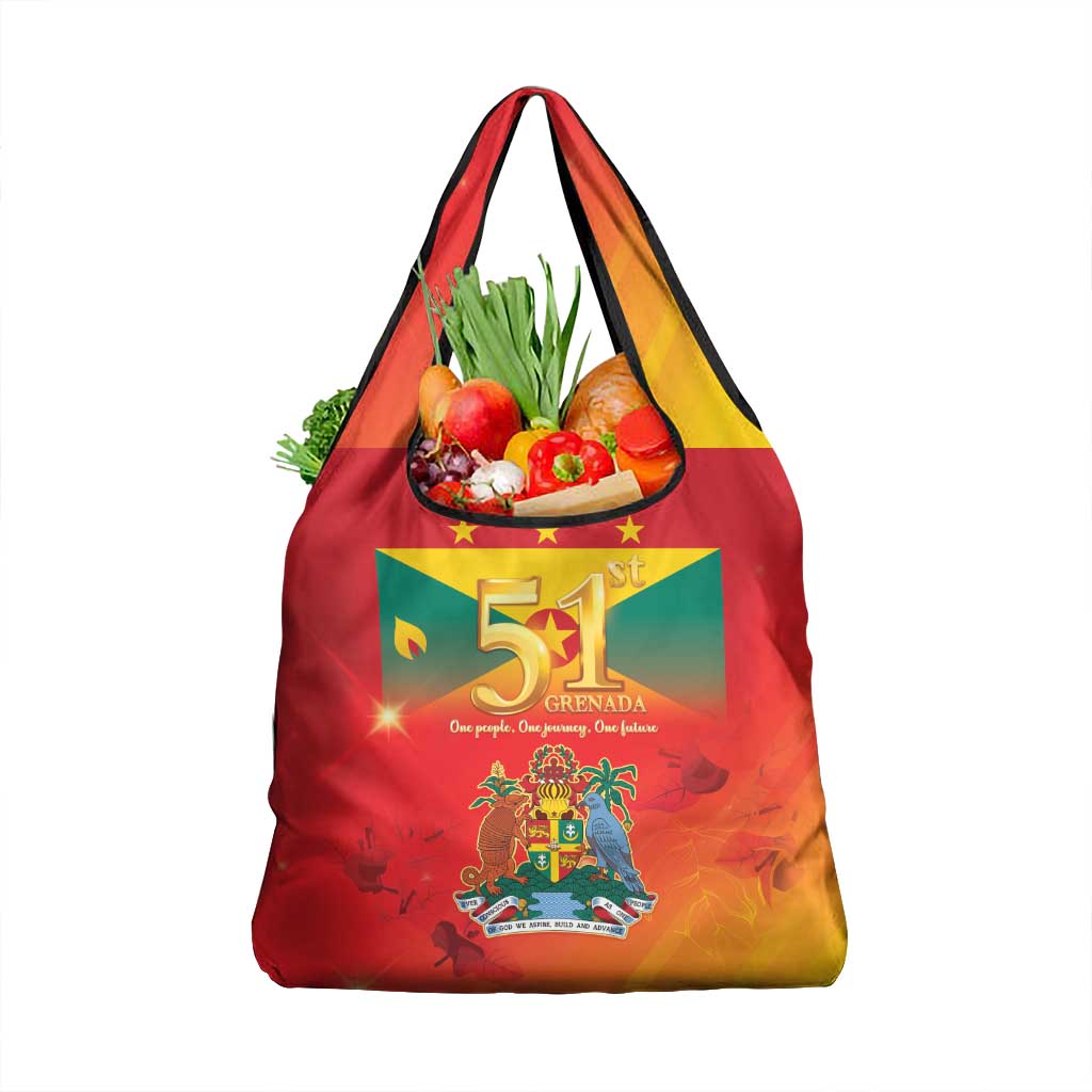 Happy 51st Independence Day Grenada Grocery Bag One People One Journey One Future