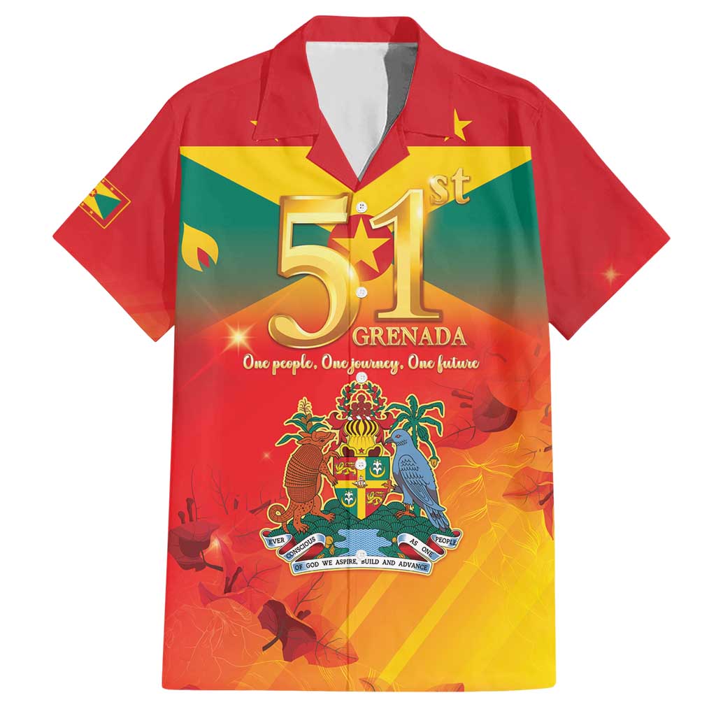 Happy 51st Independence Day Grenada Hawaiian Shirt One People One Journey One Future