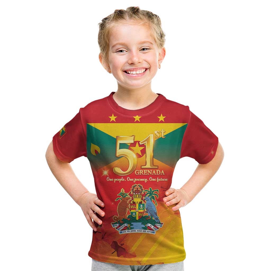 Happy 51st Independence Day Grenada Kid T Shirt One People One Journey One Future