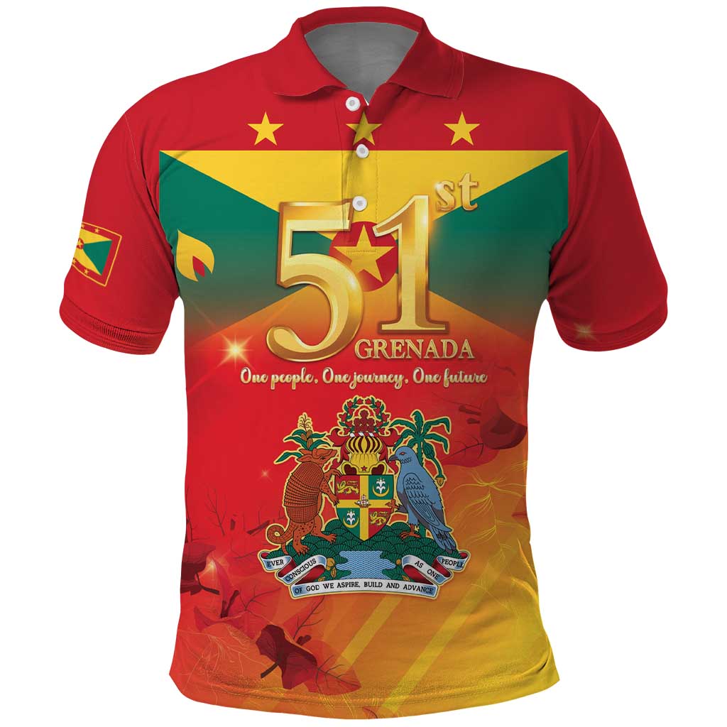 Happy 51st Independence Day Grenada Polo Shirt One People One Journey One Future